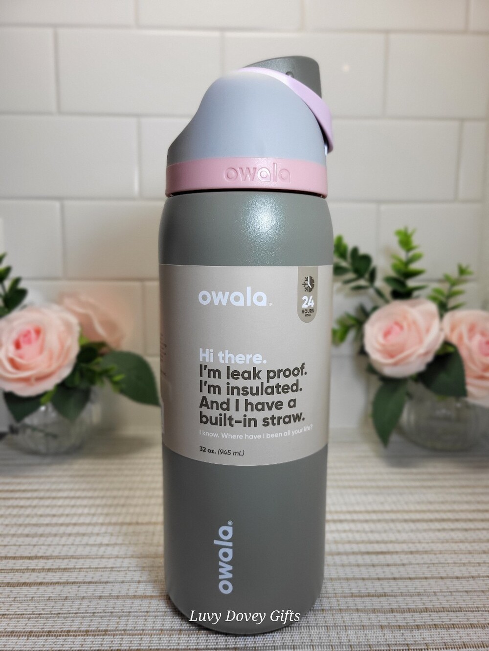 Owala 32oz Freesip Stainless Steel Insulated Water Bottle Green & Pink NWT